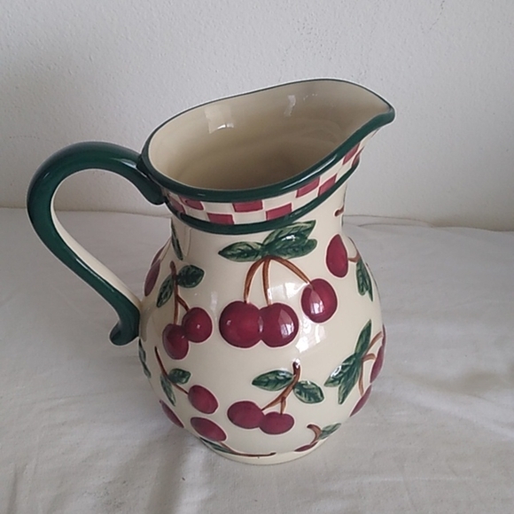 New Debco Pottery "Cherries" cherry Pitcher - Picture 3 of 7